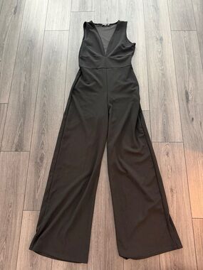 Nasty Gal Black Sleeveless V-Neck Wide-Leg Jumpsuit